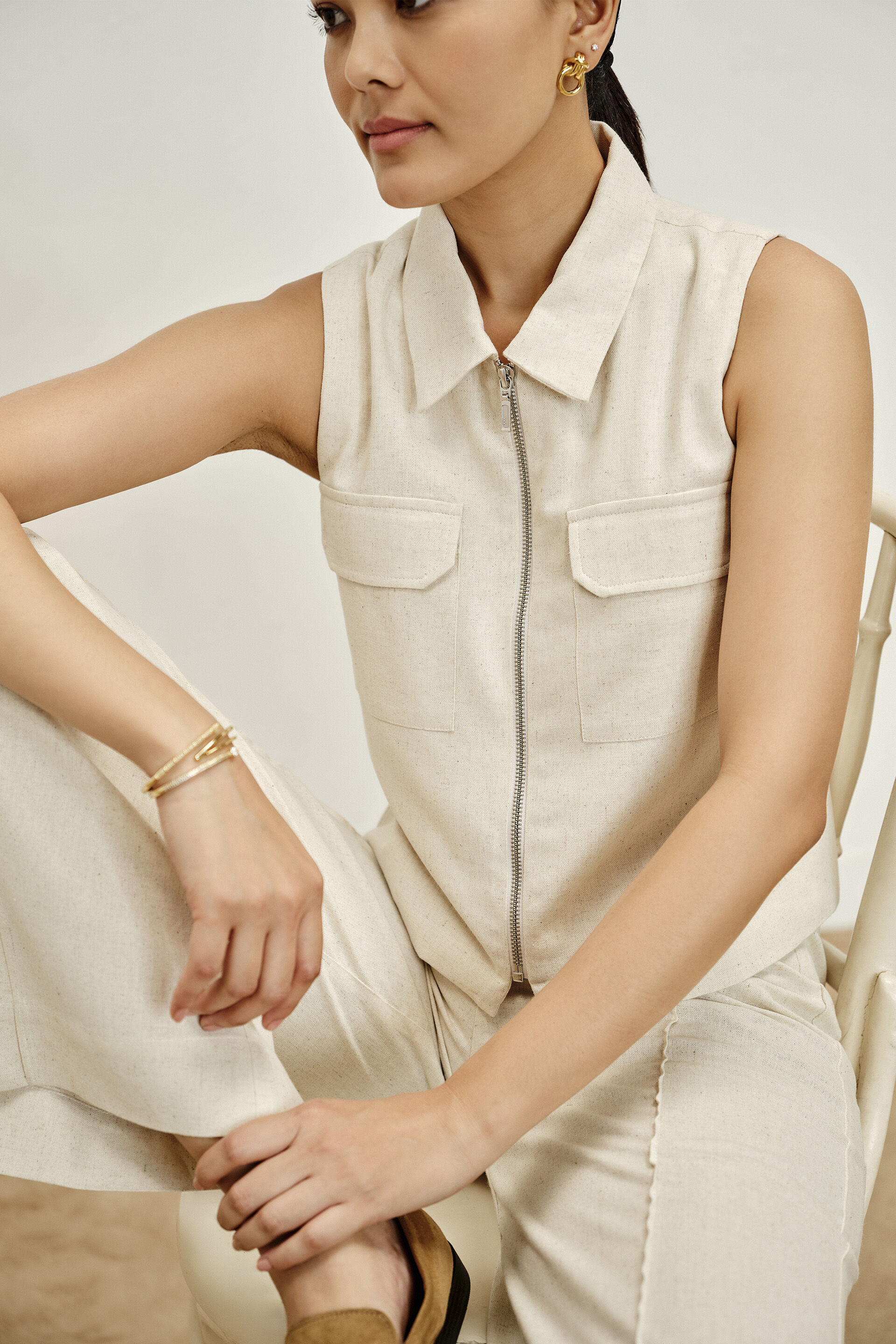 Thea Natural Zip Top, Natural, image 3